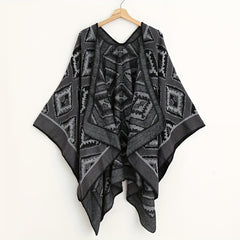 Vintage Rhombus Jacquard Shawl Classic Block Thick Wrap Boho