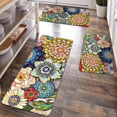 Floral Cushioned Anti Fatigue Kitchen Rug Set