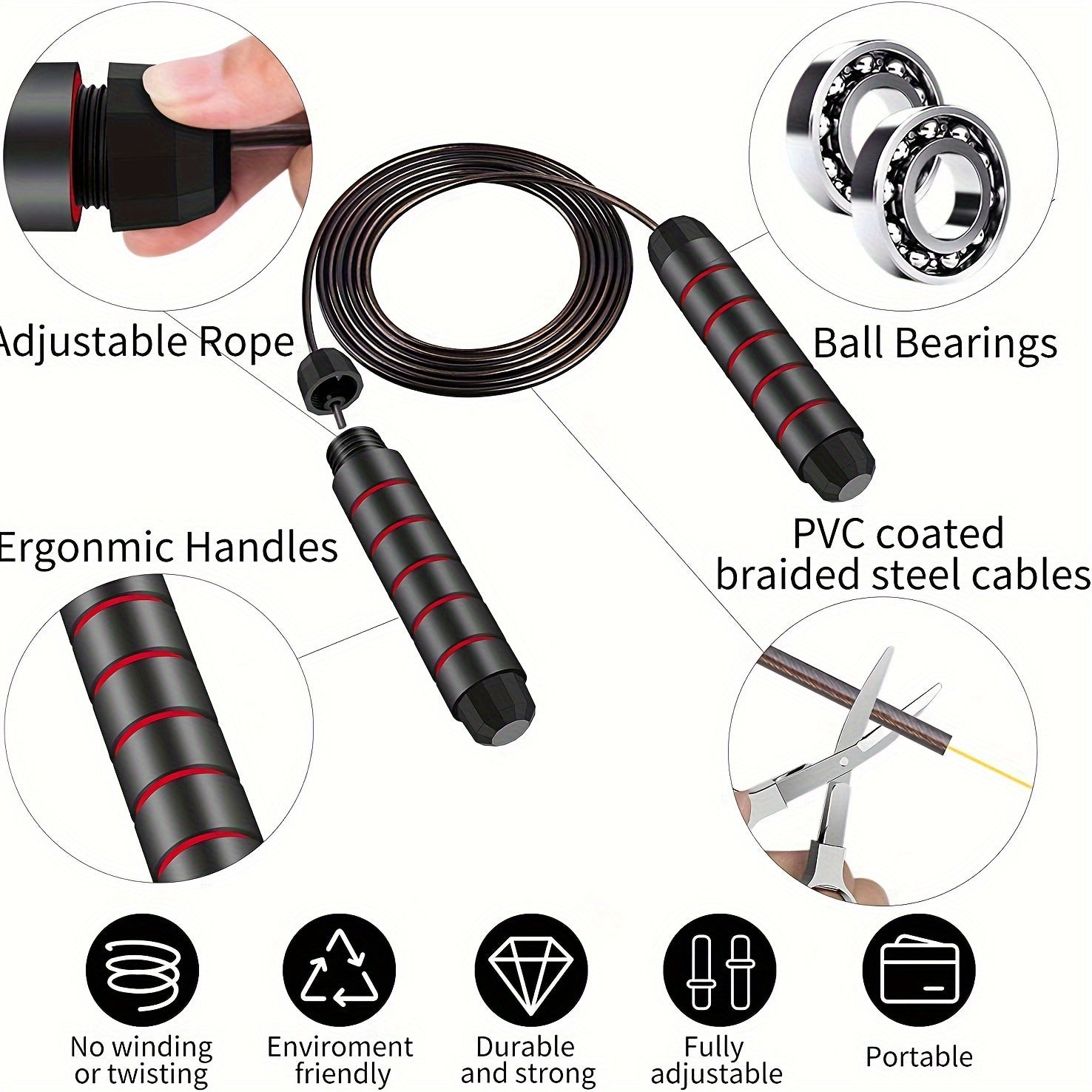 6pcs Fitness Set Ab Wheel Push Stand Tension Rope Skipping Ro