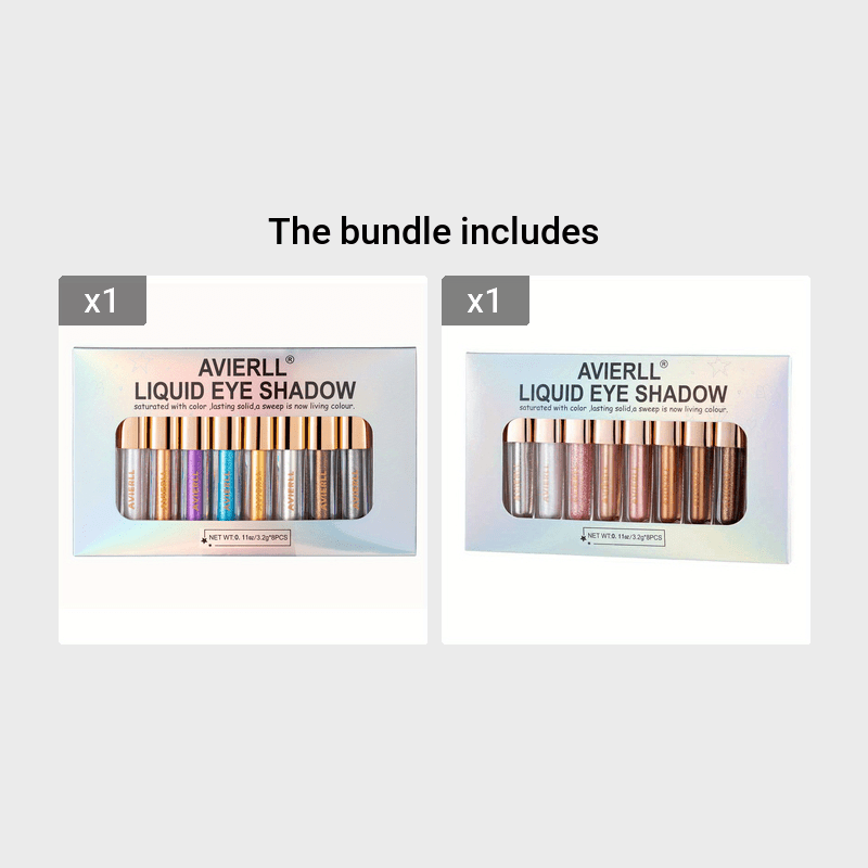 AVIERLL 8 Liquid Eyeshadow Set Brown Glitter Eye Shadow Stick Kit