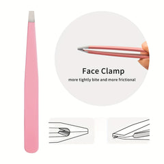 Eyebrow Tweezers 4 Pcs Stainless Steel Eye Brow Clips For Women Pink