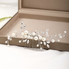 Faux Pearl Crystal Hair Comb Band Tiara Wedding Bridal Accessories
