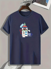 Coffee Shop Print Men's Graphic T-shirt Casual Tee for Summer