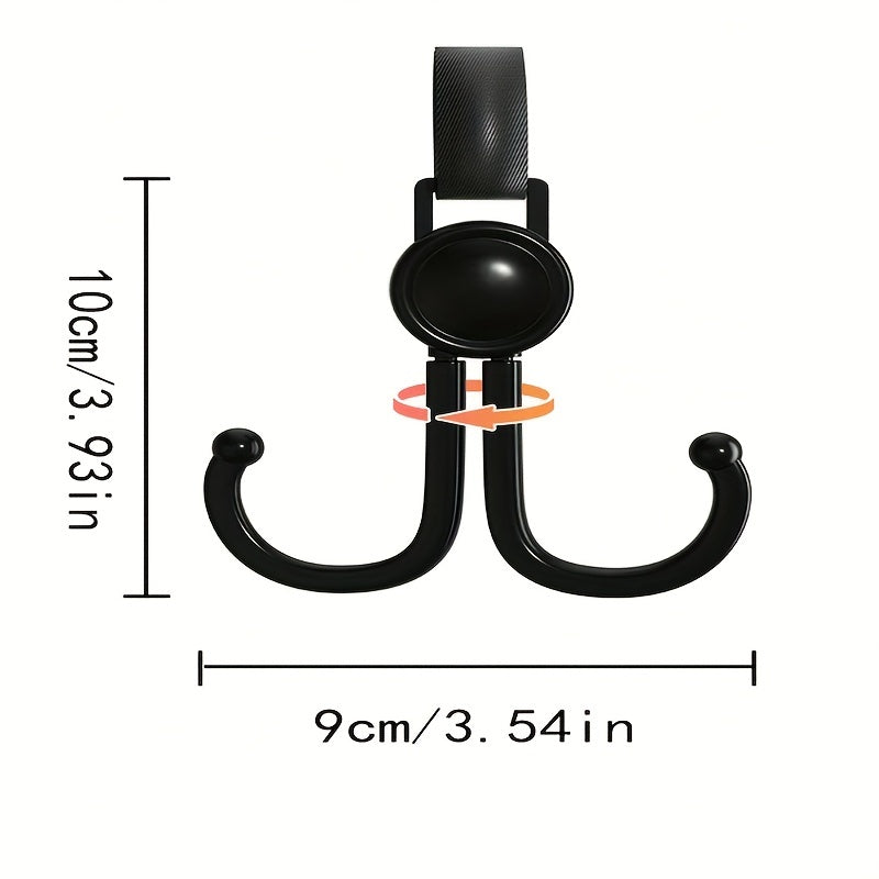 2pcs Car Hooks, Multifunctional Organizer for Bag and Grocery, Black