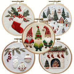Christmas Embroidery Kit for Adults and Beginners - Seasonal Decoration DIY Set