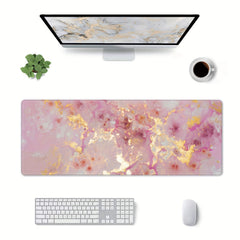 Large Pink Desk Mat Gaming Mousepad Marble Design