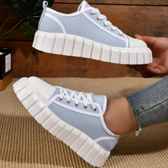 Women's Platform Canvas Shoes Casual Lace Up Low Top Sneakers