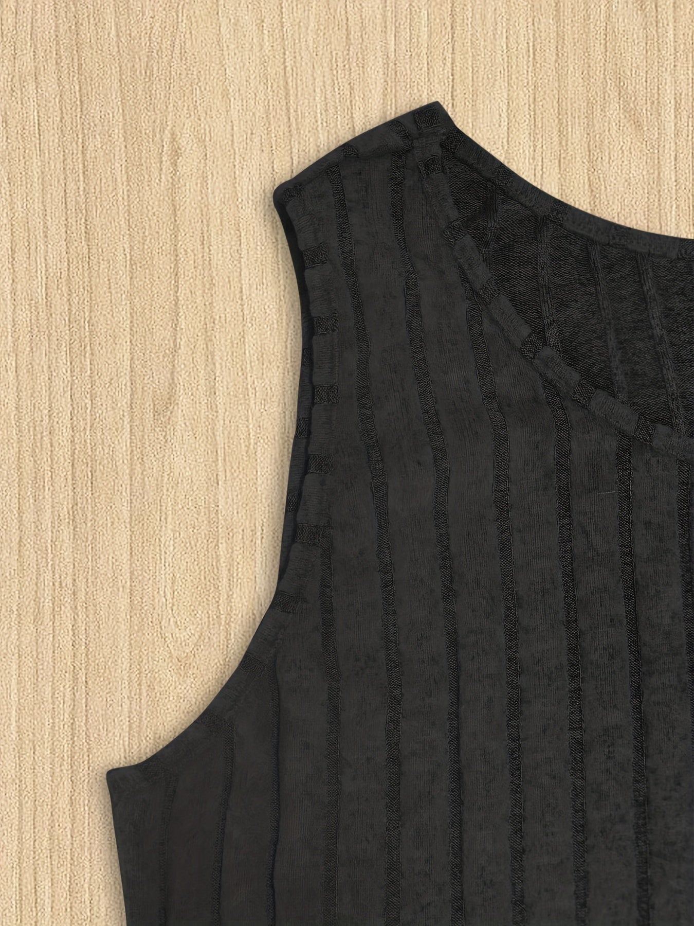Ribbed Tank Top Round Neck Stretch Vest
