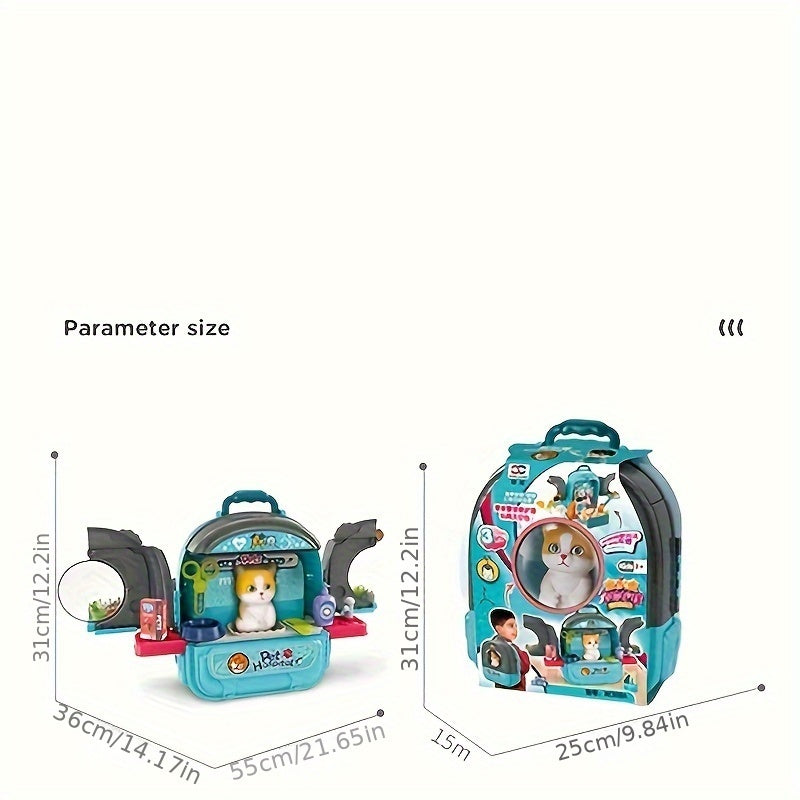 Pet Backpack Playset Boys Girls Bunny Kitten Role Playing Accessories