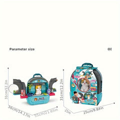 Pet Backpack Playset Boys Girls Bunny Kitten Role Playing Accessories
