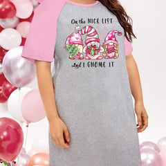 Christmas Gnomes Raglan Sleeve Tee Sleep Dress