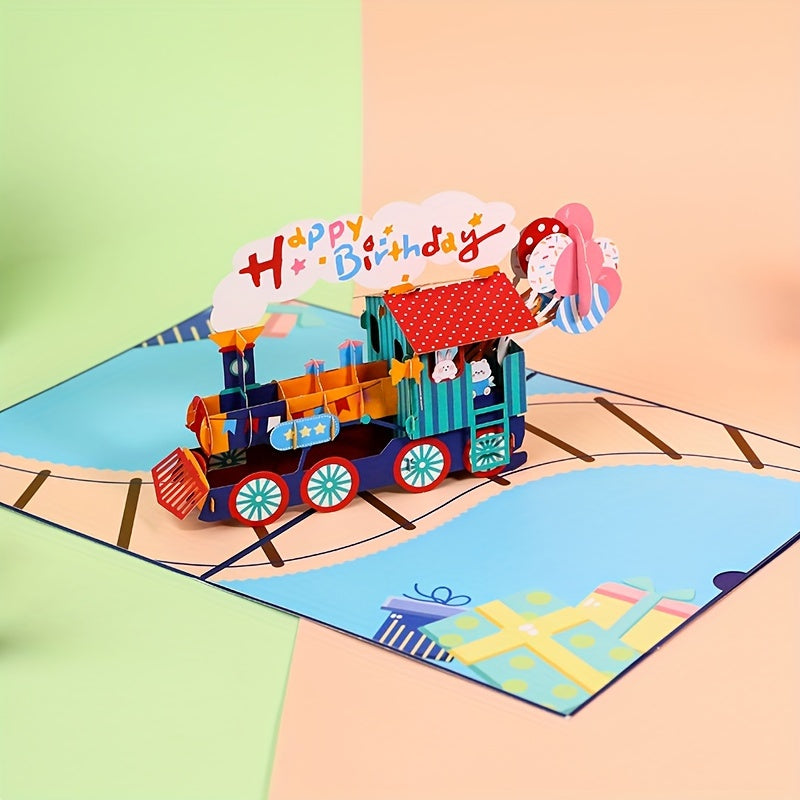 3D Birthday Train Greeting Card - Creative Birthday Gift