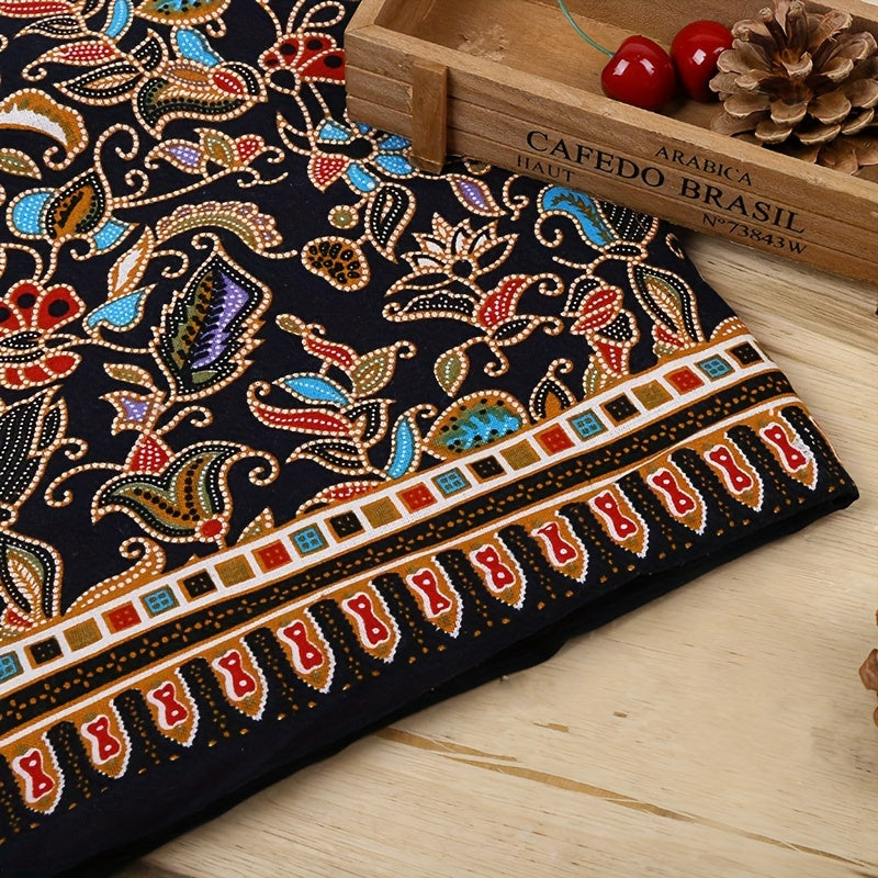 Cotton And Linen Printed Fabric Bohemian Ethnic Style Decorative Fabric 1 Yard