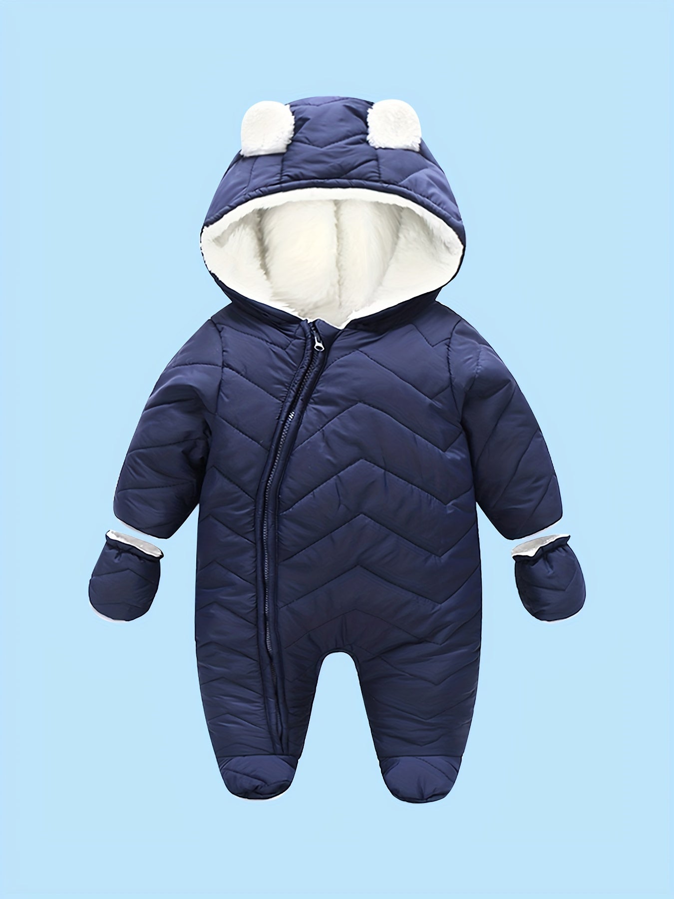 Baby Snowsuit Romper Plush Winter Jumpsuit 2pcs Set