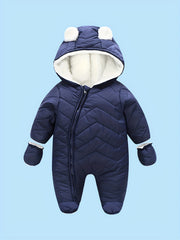 Baby Snowsuit Romper Plush Winter Jumpsuit 2pcs Set