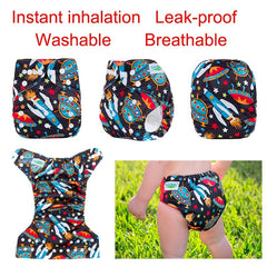 Skin Friendly Cloth Diapers For Infants Leak Proof Printed Brushed Lining