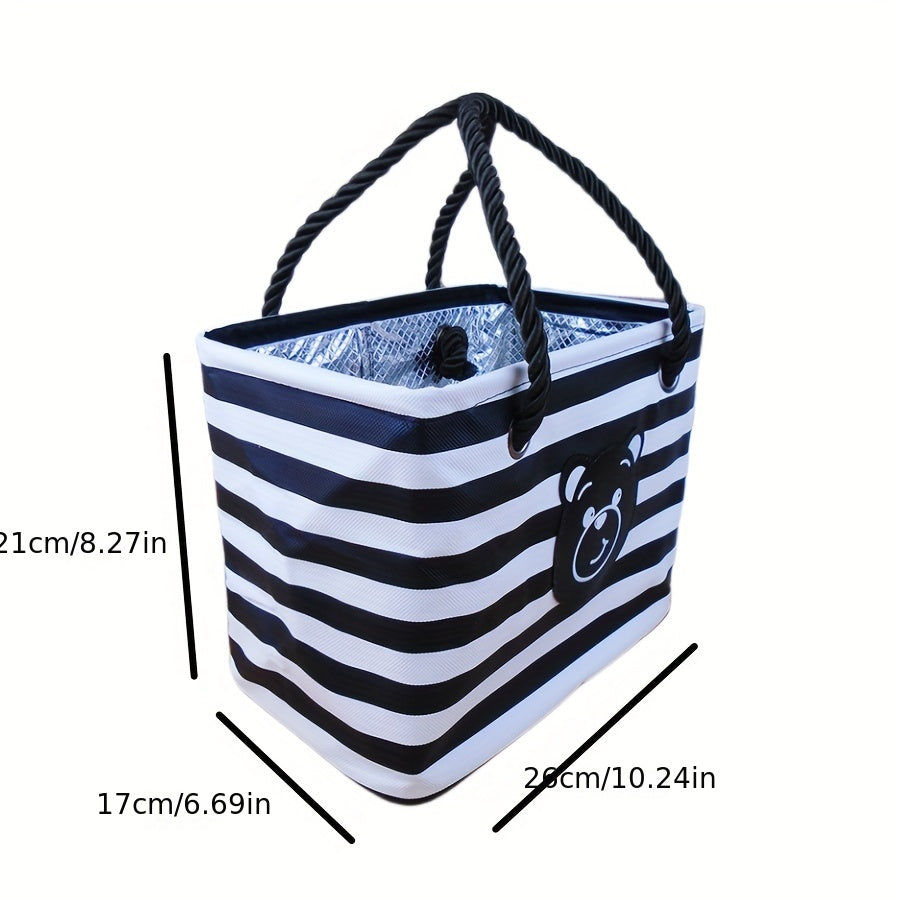 Bear & Striped Pattern Bath Storage Bag Foldable Toiletry Bag