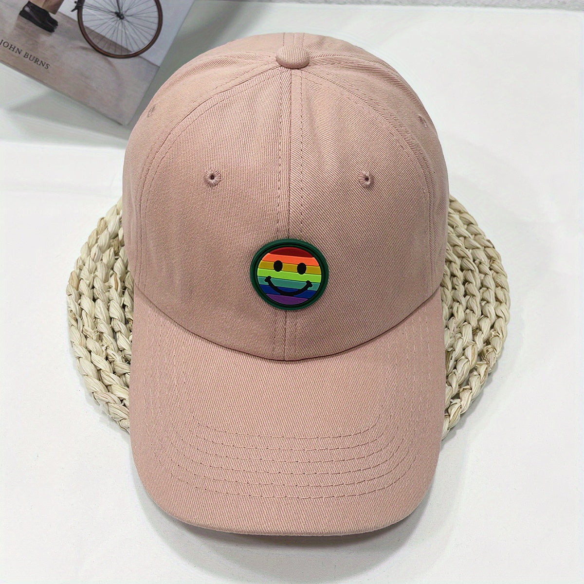 Smiling Face Patch Baseball Cap Cotton Casual Dad Hat Unisex Sun Hats
