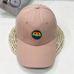 Smiling Face Patch Baseball Cap Cotton Casual Dad Hat Unisex Sun Hats