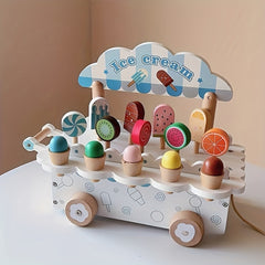 Wooden Playhouse Ice Cream Truck & Dessert Shop Role Playing Toys