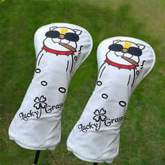 Cartoon Dog & Shamrock Golf Club Cover Fisherman Head Cover