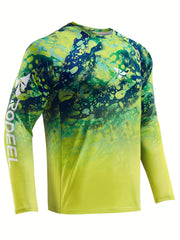 Men's Tie Dye UPF 50 Sun Protection Long Sleeve T-shirt for Outdoor Fishing