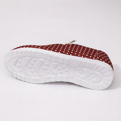 Women's Polka Dot & Star Pattern Canvas Shoes Casual Lace Up Outdoor Shoes