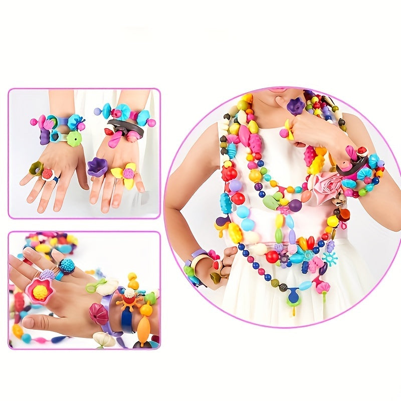 108pcs Cordless DIY Bead Craft Kit for Kids Bracelets & Necklaces