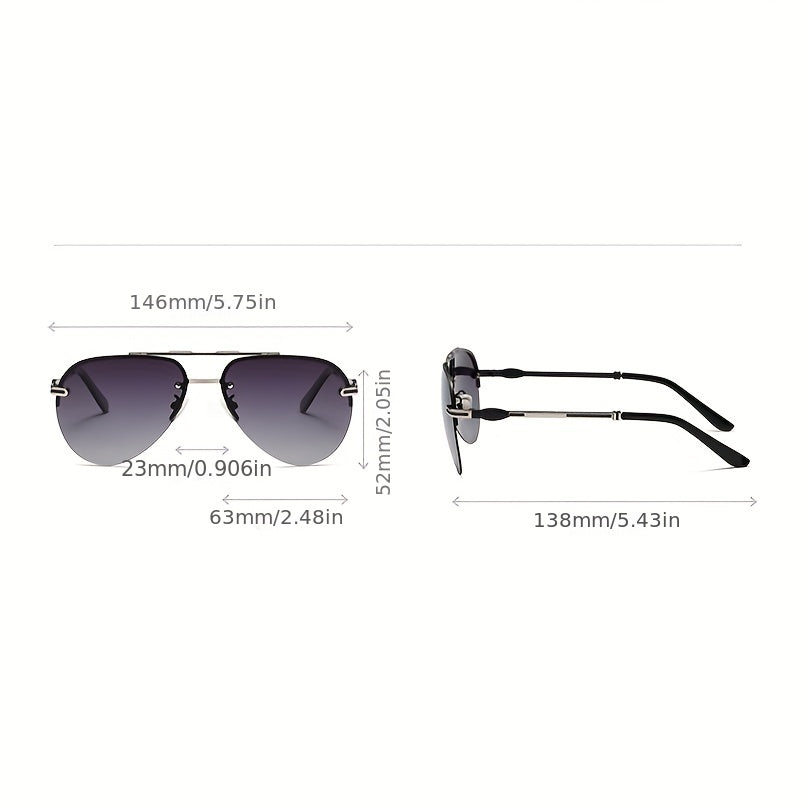 Polarized Night Vision Driving Sunglasses Top Bar Aviator Semi Rimless Glasses