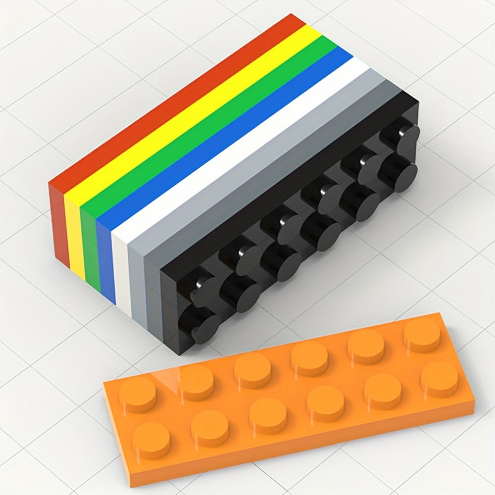 12pcs Building Block Set 2x6 Low Wall Flat Bricks Assorted Colors