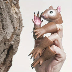 Squirrel Finger Puppets Silicone Light Brown Animal Puppet Theater Props Toy