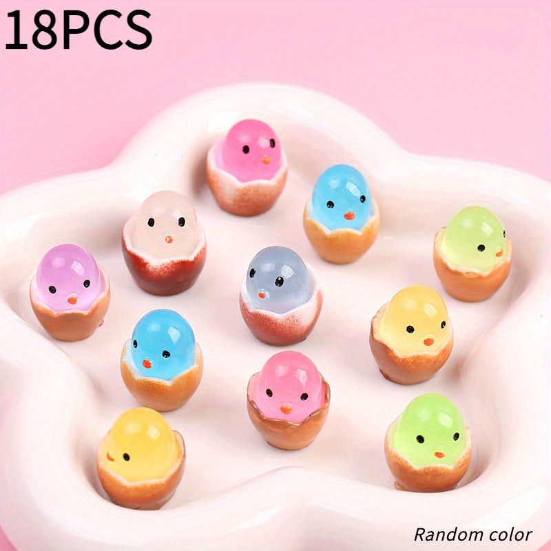 18pcs Glow in the Dark Mini Eggs Resin Garden Decor Easter Gift