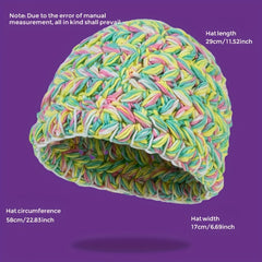 Candy Gradient Knit Hat Casual Beanie Warm Skull Cap Crochet Beanies