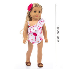 American Girl Doll Clothes Flamingo Swimsuit Doll Bikini Summer Bathing Suit