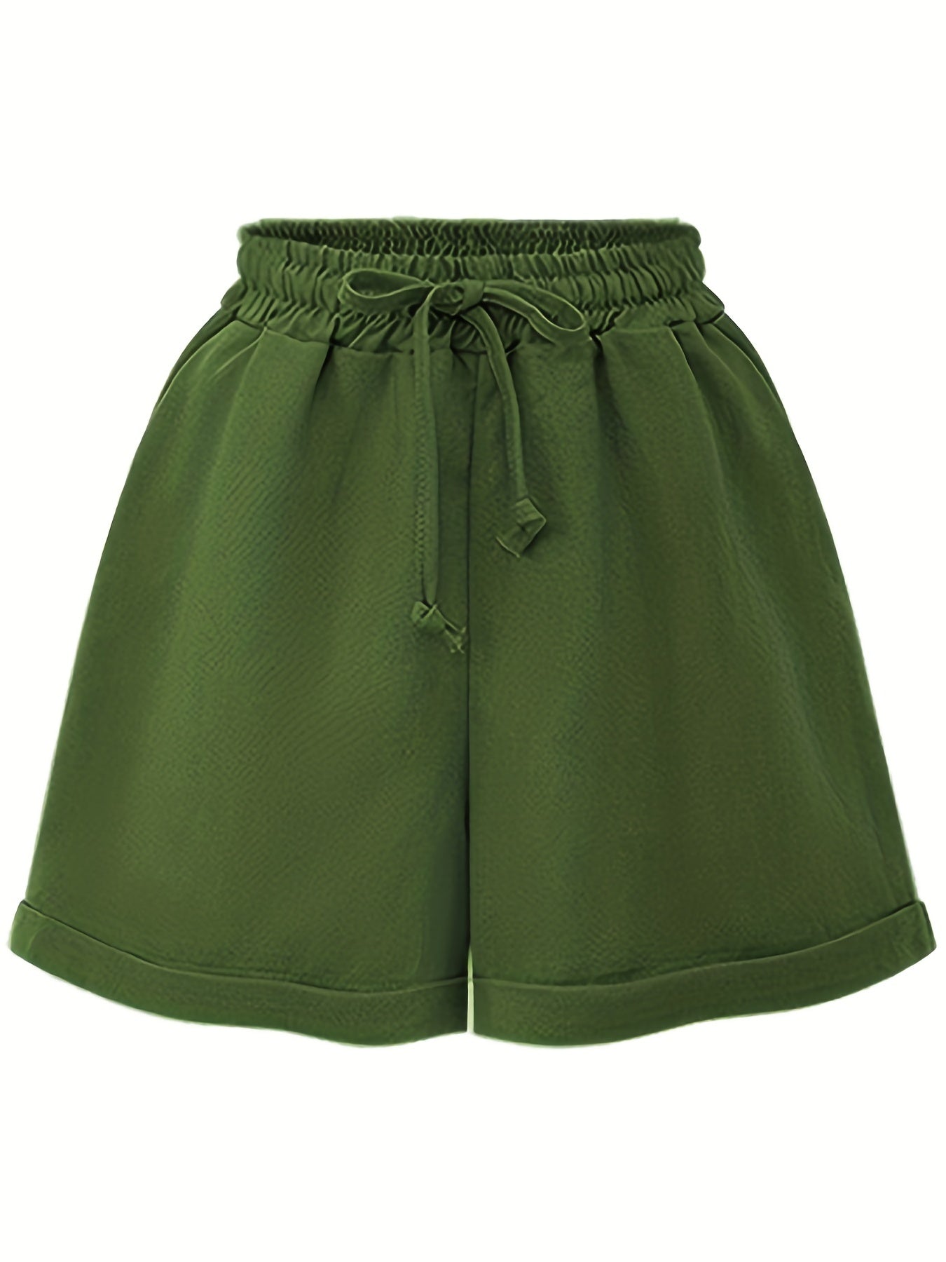 Casual Shorts Women's Plus Solid High Rise Slight Stretch