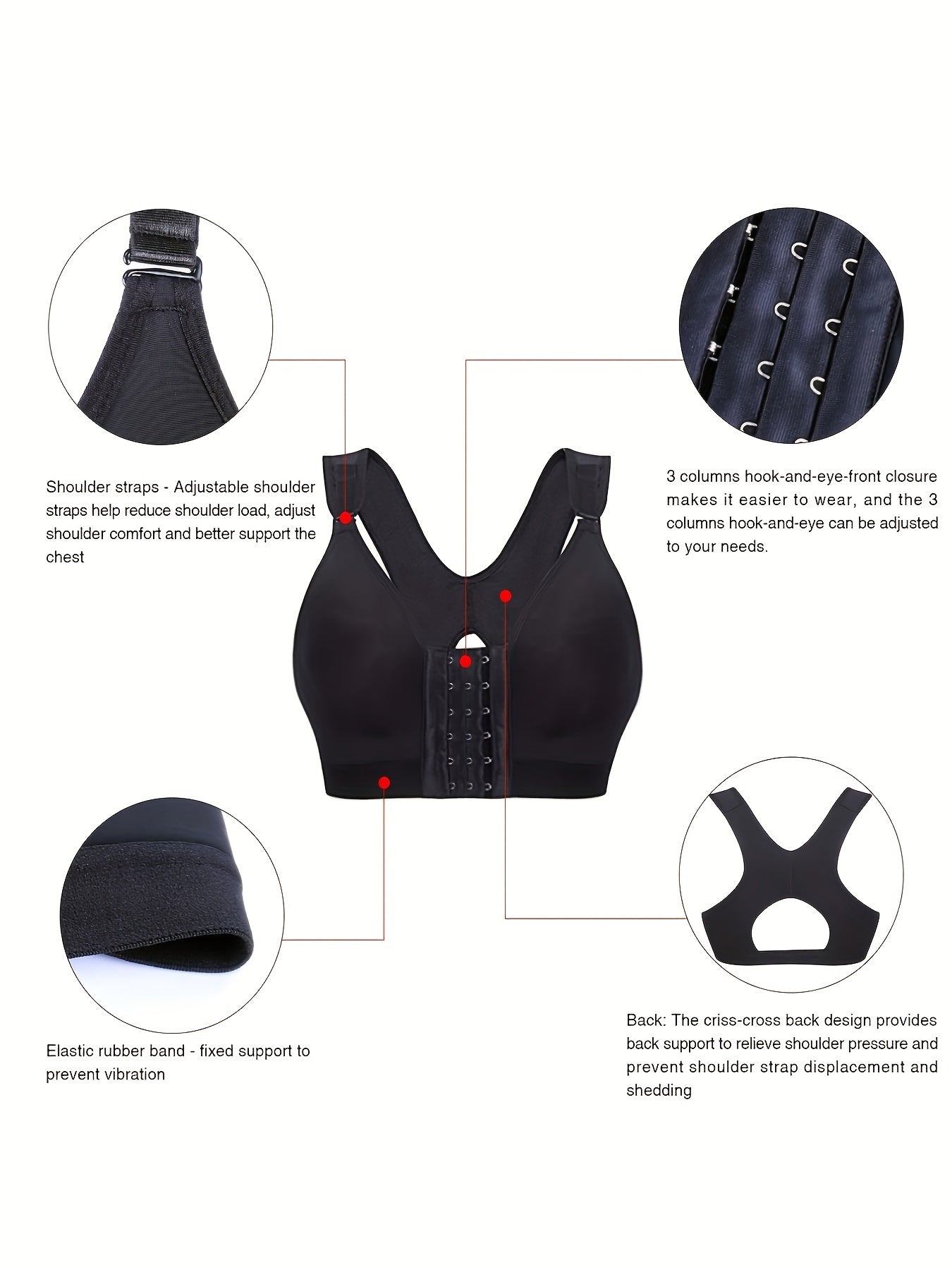 Plus Size Women's Post Surgery Front Closure Wireless Bra
