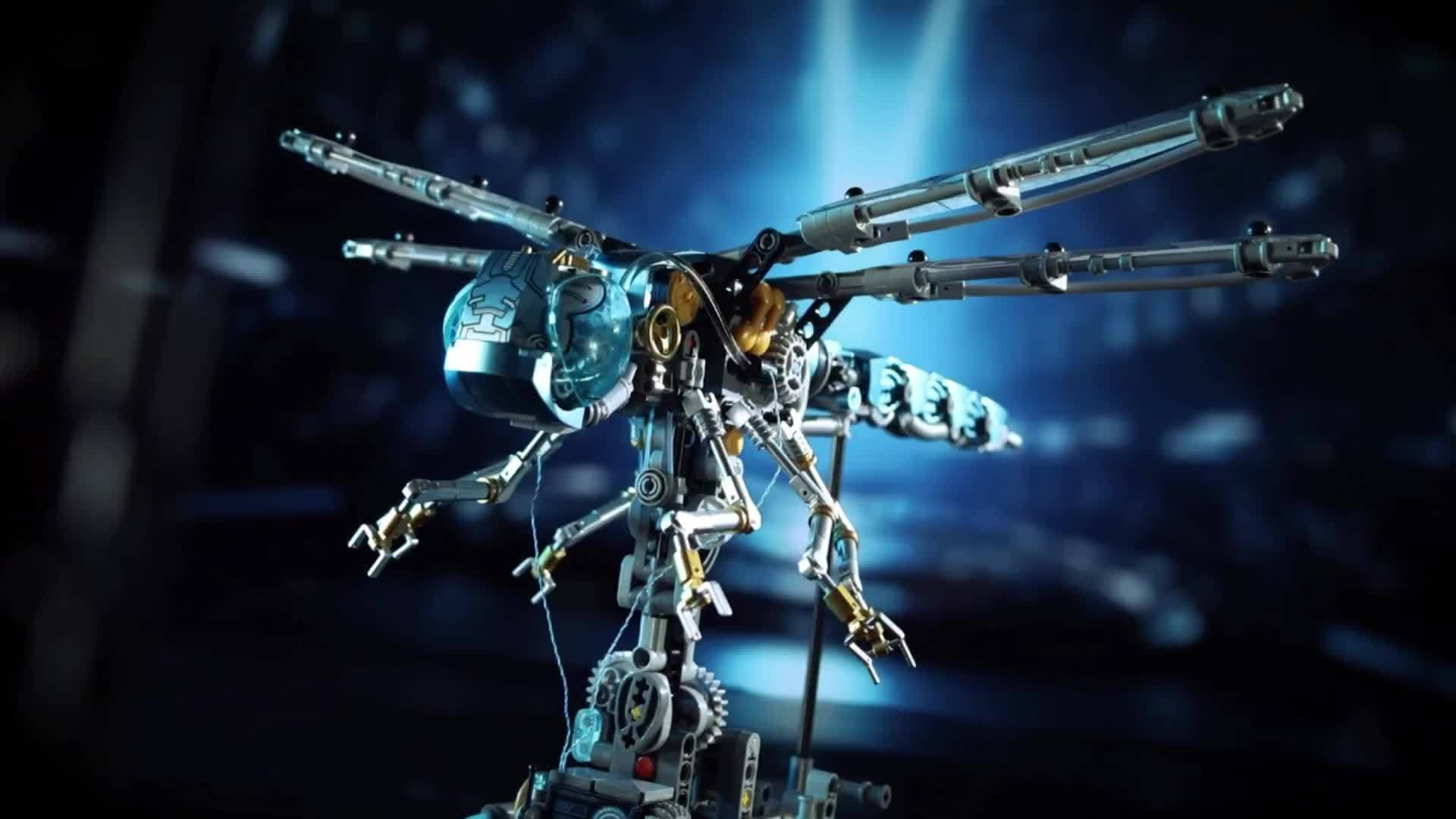 Mechanical Dragonfly Building Blocks with Light Insect Model Toy
