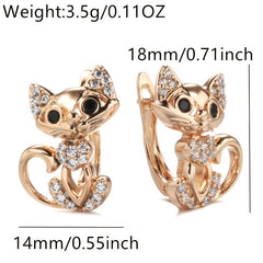 Golden Cat Earrings Micro Wax Inlay Zircon Jewelry for Women