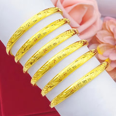 Kids Baby Plated Bangle Blessing Meaningful Chinese Characters Copper Bracelet