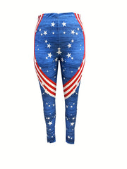 Independence Casual Leggings Women's Plus Star & Stripe Print High Sl