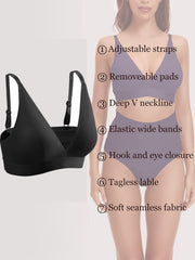 2pcs Wireless Padded Bras Stretch Comfy Breathable Women's Lingerie
