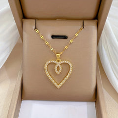 Stainless Steel Heart Love Pendant Necklace for Women Girl