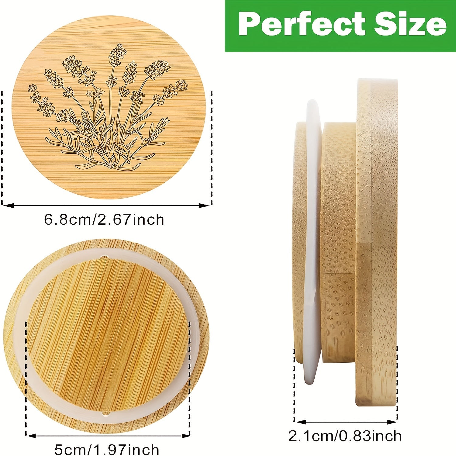Bamboo Wooden Lids for Oui Yogurt Jars - Set of 24