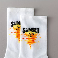 7 Pairs Cartoon Graffiti & Funny Mid Tube Socks Women's Stockings