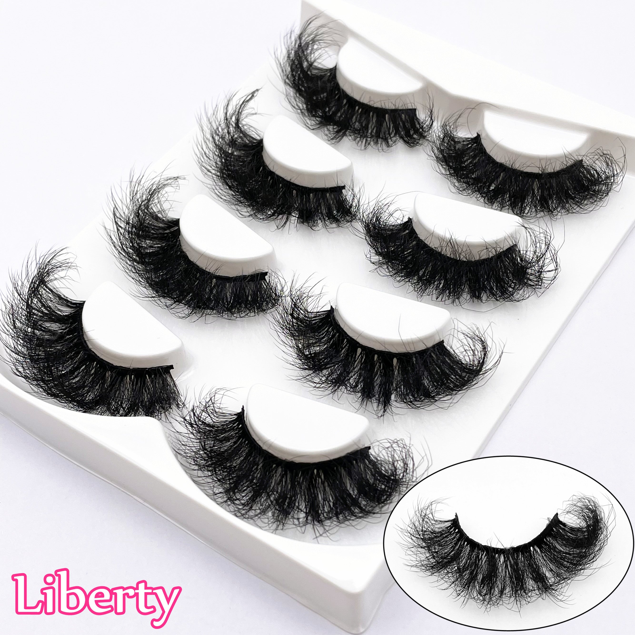 4 Pairs 25mm 5D Fluffy Natural Faux Mink Eyelash Extension