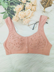 Floral Print Front Buckle Bra Wireless