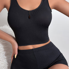 Casual Sleeveless Tank Top & Shorts PJ Set