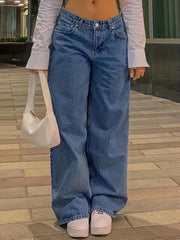 Wide Leg Medium Washed Jeans Loose Fit
