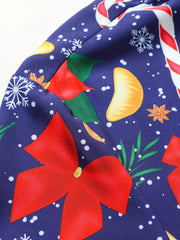 Men's Christmas Graphic Print Button Up Short Sleeve Shirt