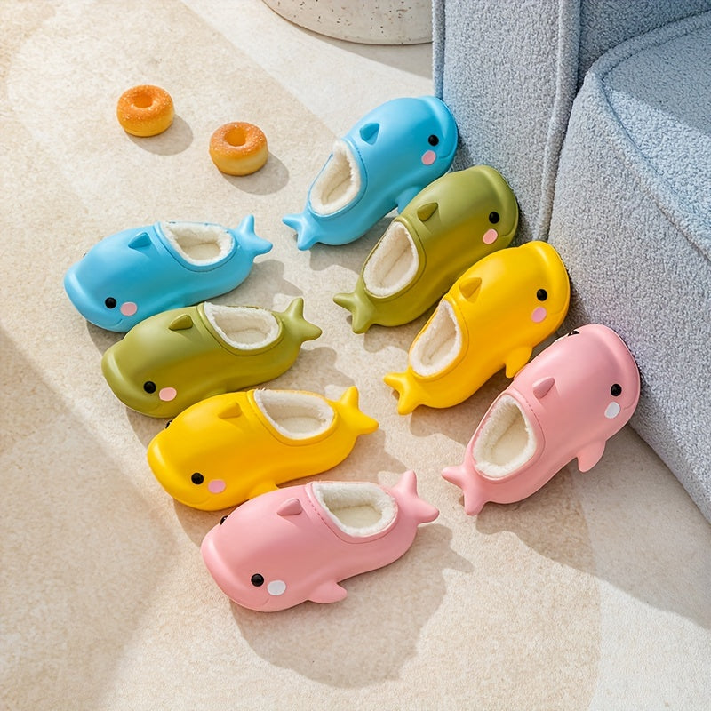 Cartoon Plus Fleece House Shoes Non Slip Soft Bottom for Boys and Girls